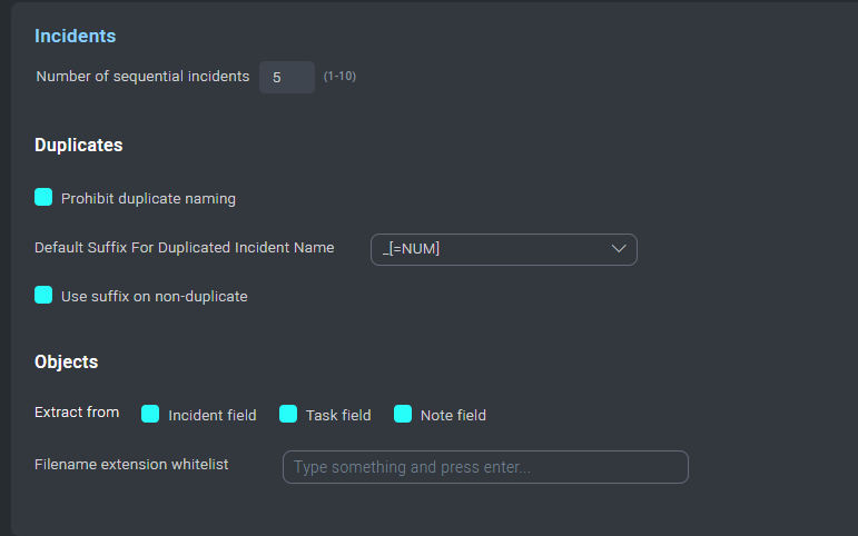 Incident Settings