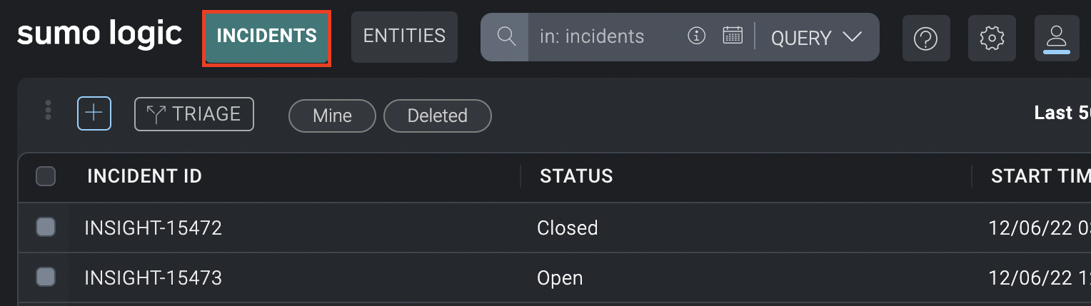 Incidents Section