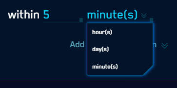 Screenshot of Custom Time Window for Rules user interface