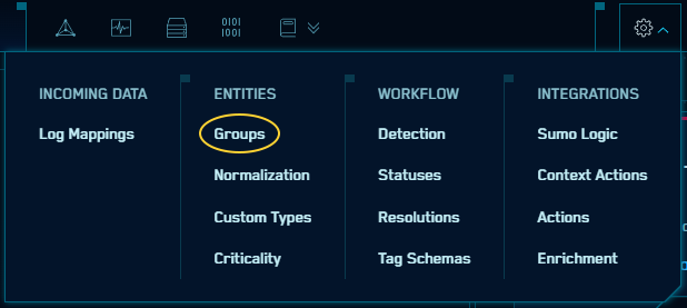 entity groups menu