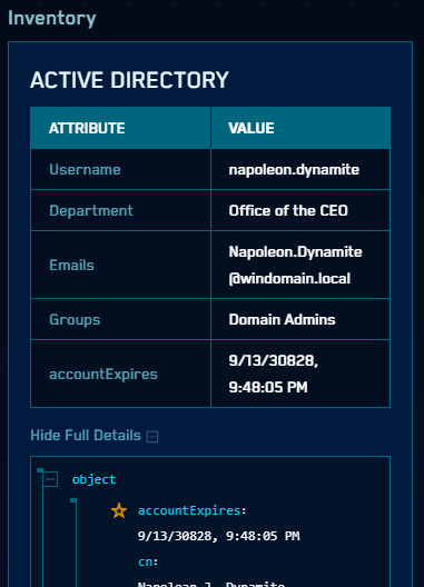Screenshot of Inventory Favorite Fields user interface